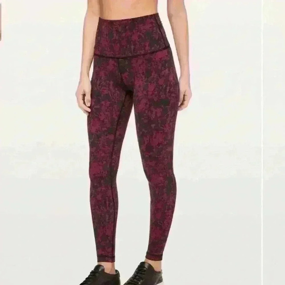 Lululemon Wunder Under Hi-Rise Tight Scatter Blossom Jacquard Garnet Black sz 4 - Picture 4 of 9